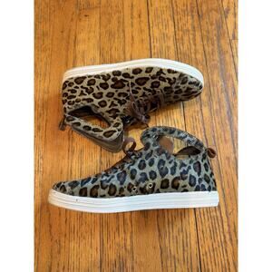 Gourmet NFN Shoes Womens Size 8.5 Leopard Print High Top Brown Leather Fur 2013